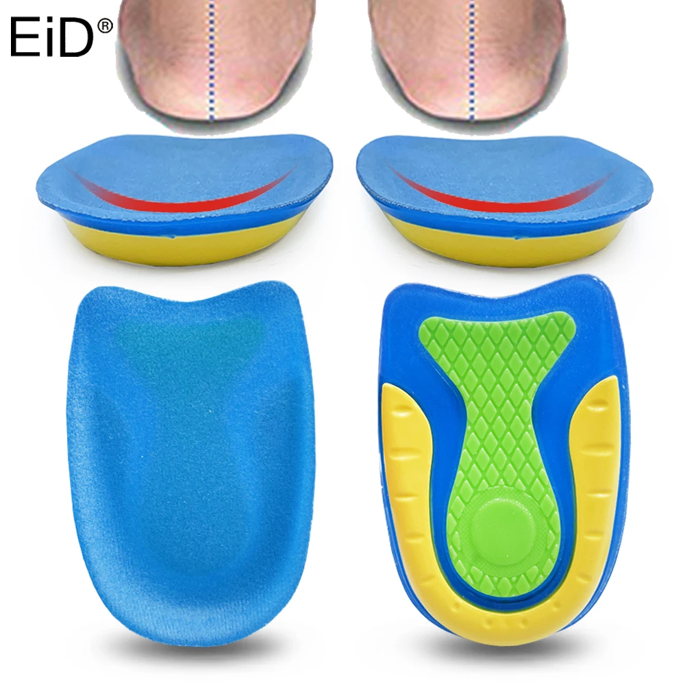 

EiD Silicone Gel Insoles Heel Plantar Fasciitis Heel Cushion Pain Absorption Heel Pads Relief Shock for Callus Corns Bone Unisex