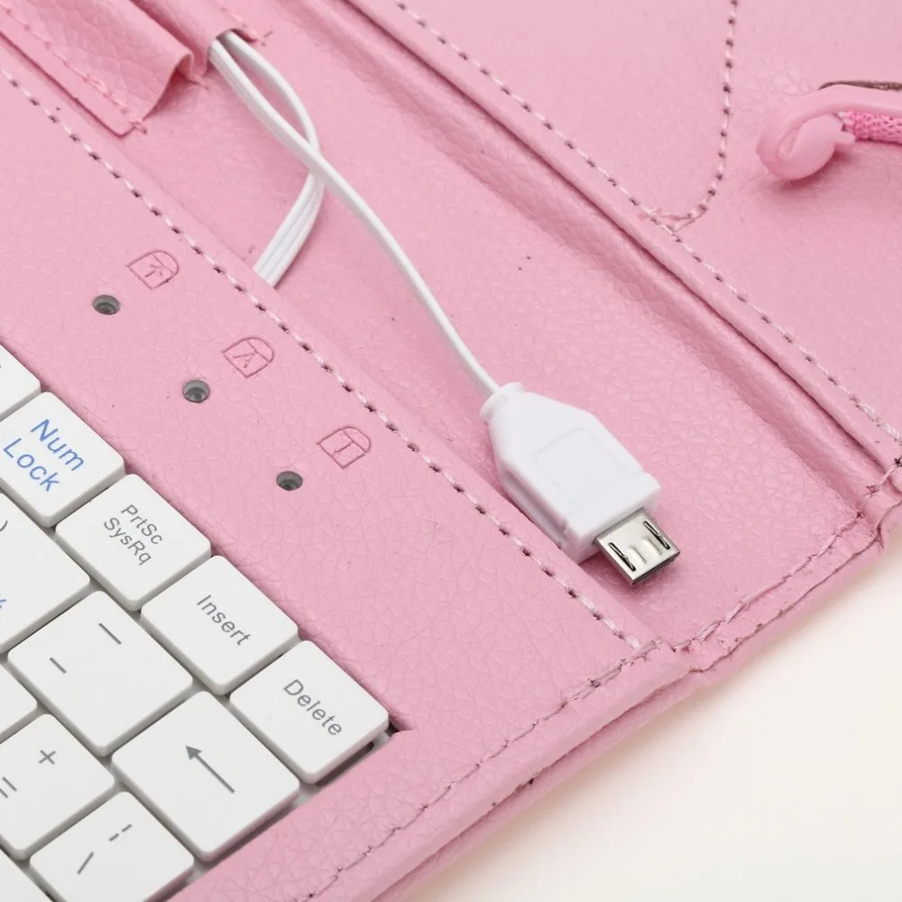 7 дюймов четыре кнопки мобильный телефон, планшет на OC Android Проводная клавиатура кожаный чехол розовый(по ТИХООКЕАНСКОМУ летнему времени США Стандартный издание