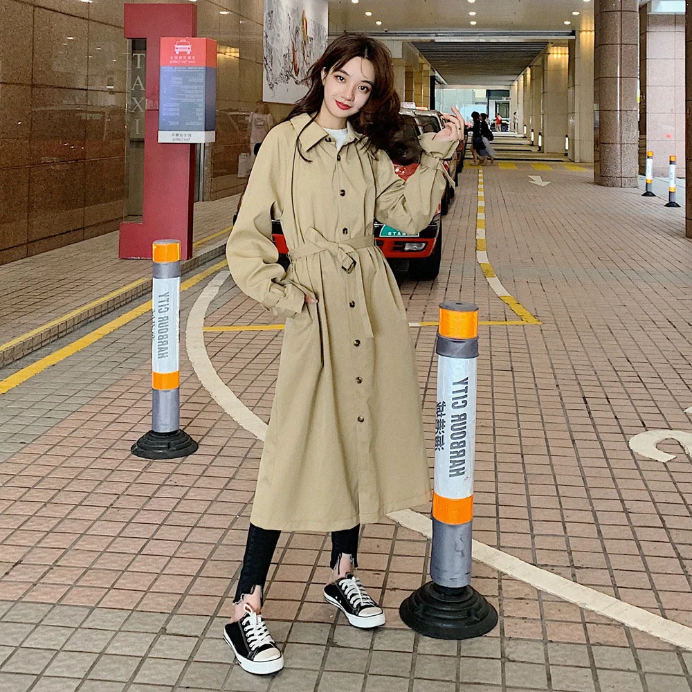 

Photo Shoot Trench Coat Women's Mid-length Elegant BF Spring New Style Loose-Fit over-the-Knee Long British-Style 2020 Popular C