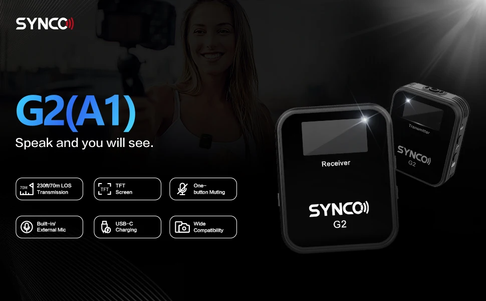 SYNCO G2 A2 Video Shooting Camera Audio Home Studio Microphone Microphone for Karaoke Wireless Mic Professional Microphones