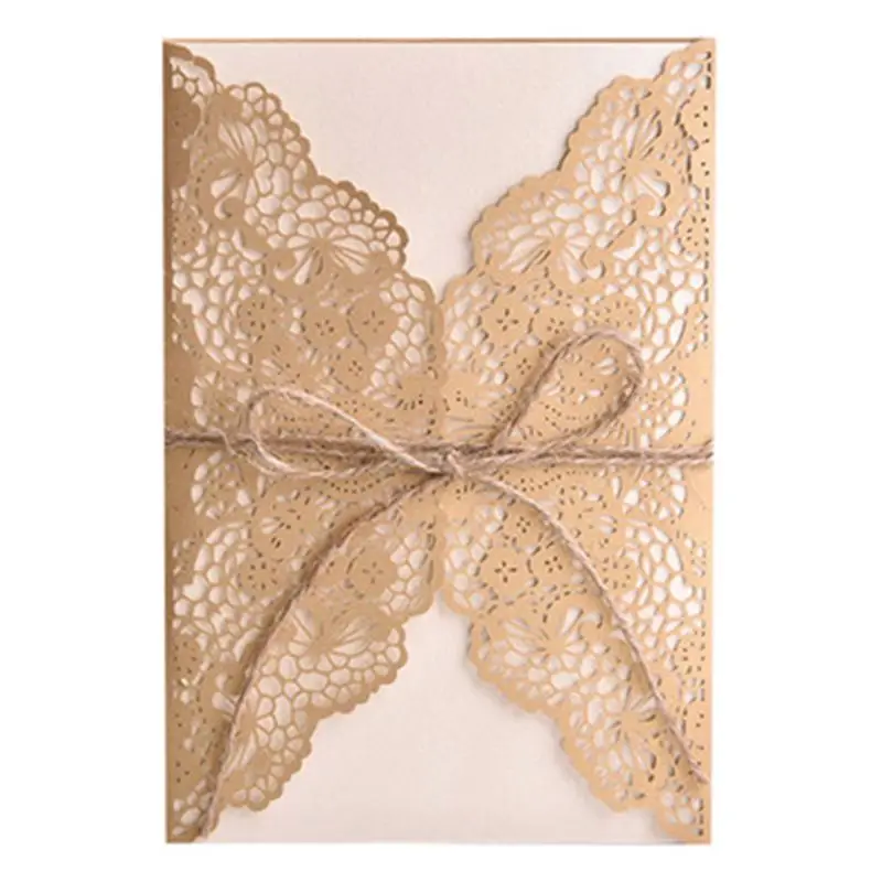  50pcs Wedding Invitation Cards Laser Cut Party Invitations with Brown Kraft Card Inserts for Weddin - 4.00049E+12