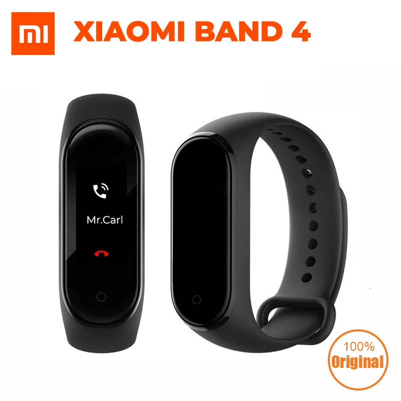 Черный Xiaomi mi Band 4 новейший Смарт mi band 4 браслет сердечного ритма фитнес 135 мАч цветной экран Bluetooth 5,0 - Цвет: Черный