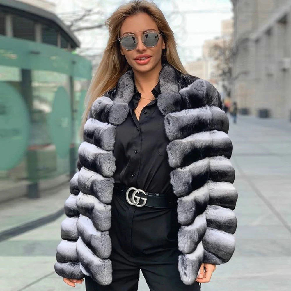 Medium Length Natural Rex Rabbit Fur Jacket Stand Collar Trendy Women Genuine Rex Rabbit Fur Coats Female Outwear Luxury Woman winter women natural rex rabbit fur coat stand collat 2022 new trendy woman high street full pelt genuine rex rabbit fur jacket