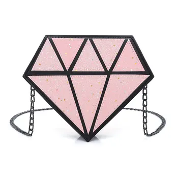 

Fashion Sequins Diamond Shape Pu Leather Geometric Design Women's Mini Messenger Bag Shoulder Bag Female Chain Purse