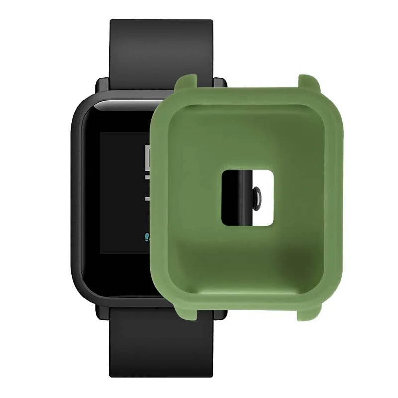 army green Горячая мягкая ТПУ Защита силиконовый Полный Чехол полное покрытие Чехлы для Huami Amazfit Bip Молодежные часы 19ING - Цвет: army green