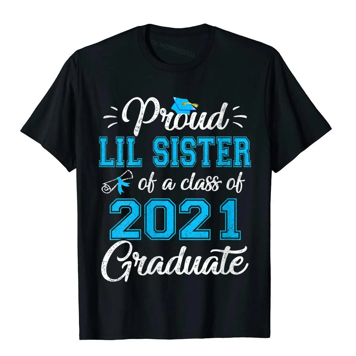 

Womens Proud Lil Sister Of A Class Of 2021 Graduate Senior 21 Gift T-Shirt Family Top T-Shirts Cotton Men Tops Shirt Holiday