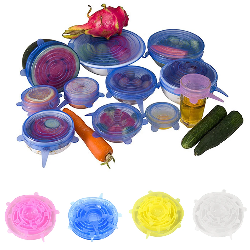 Silicone Stretch Lids Reusable Durable and Expandable to Fit Various Sizes and Shapes of Containers for Keeping Food Fresh