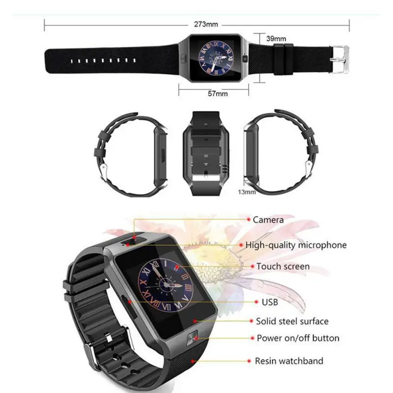  DZ09 Bluetooth Smart Watch 2G GSM SIM Phone Call Support TF Card Camera Wrist Watches for iPhone Sa - 4000186761460