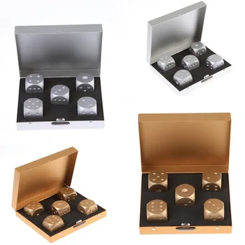 

5PCs/ Box Silver Coloring By Numbers Aluminium Alloy Poker Dominoes Metal Dice D6 Game Poker Dice Set Drinking Dados Boardgame