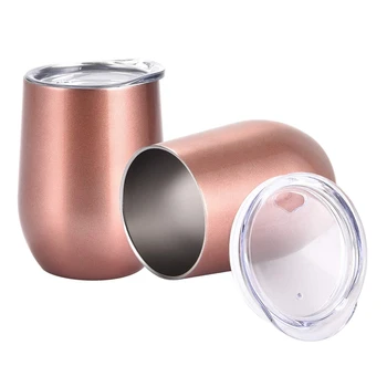 

12 Oz Insulated Wine Tumbler with Lid, Stainless Steel Stemless Wine Glass Double Wall Vacuum Insulated Travel Tumbler Cup for C