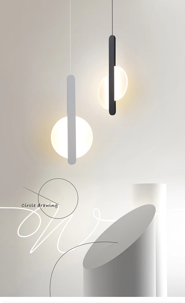 Lâmpada de Cabeceira Nordic Estilo Simples Quarto Pingente Iluminação Led Atmosfera Lâmpada Sala Estar Lâmpadas Suspensão Preto Branco 1 High Quality Luzes e Iluminação