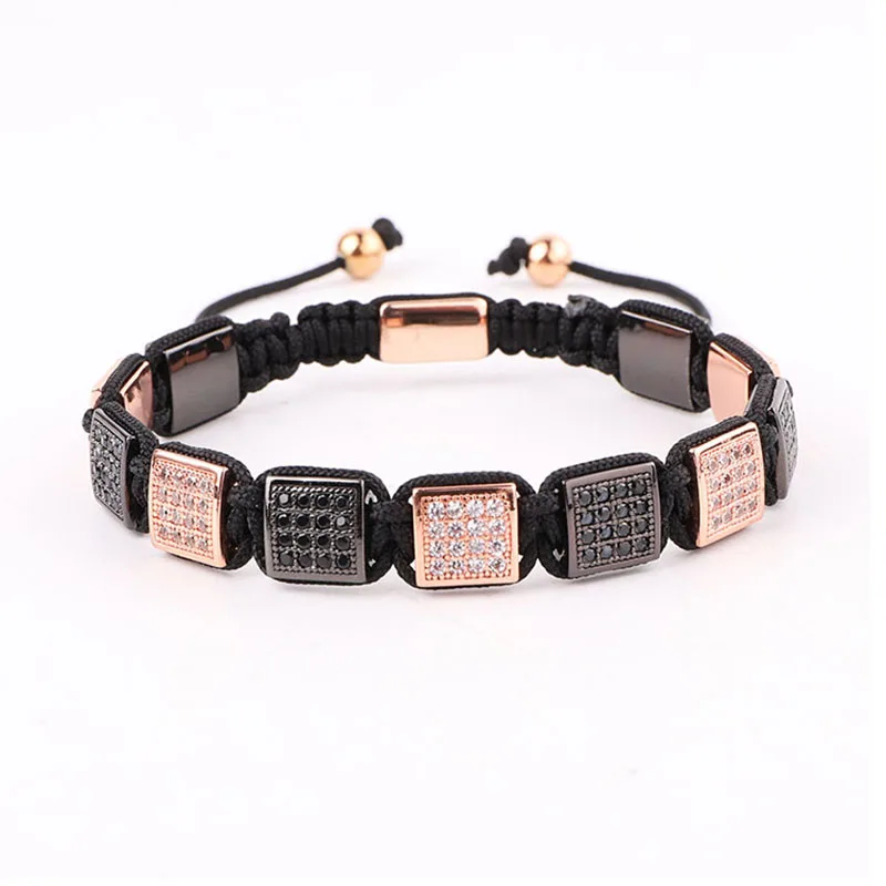 New Color Luxury CZ Micro Pave Square Handmade Woven Macrame Friendship Bracelet Men Jewelry Gift - Image 3