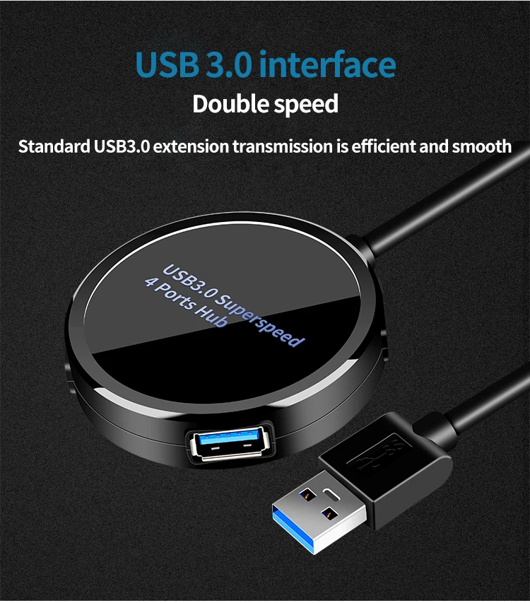 Концентратор USB 3,0 концентратор разветвитель несколько USB3.0 высокая скорость индикатор светильник 4 порта USB для нескольких устройств компьютер ноутбук