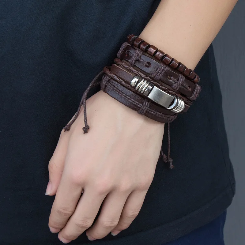 CIBOCIBO мужской браслет в стиле панк, богемский кожаный браслет, мужской Плетеный модный роскошный винтажный браслет, мужские подарки