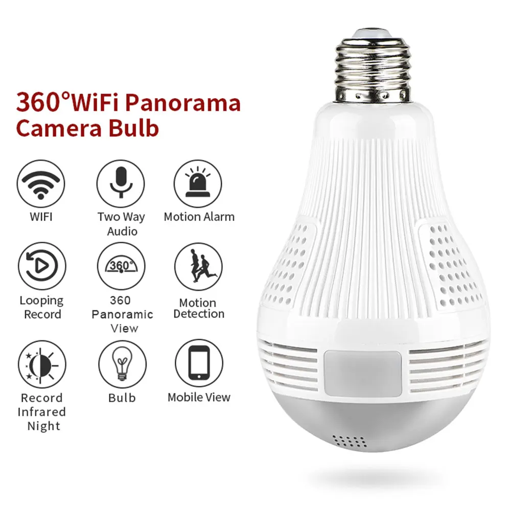 

HD 1080P Home Security IP Wifi Camera 360 Panoramic LED Light Bulb Camera Wireless 2.0MP Surveillance Video Lamp Camera