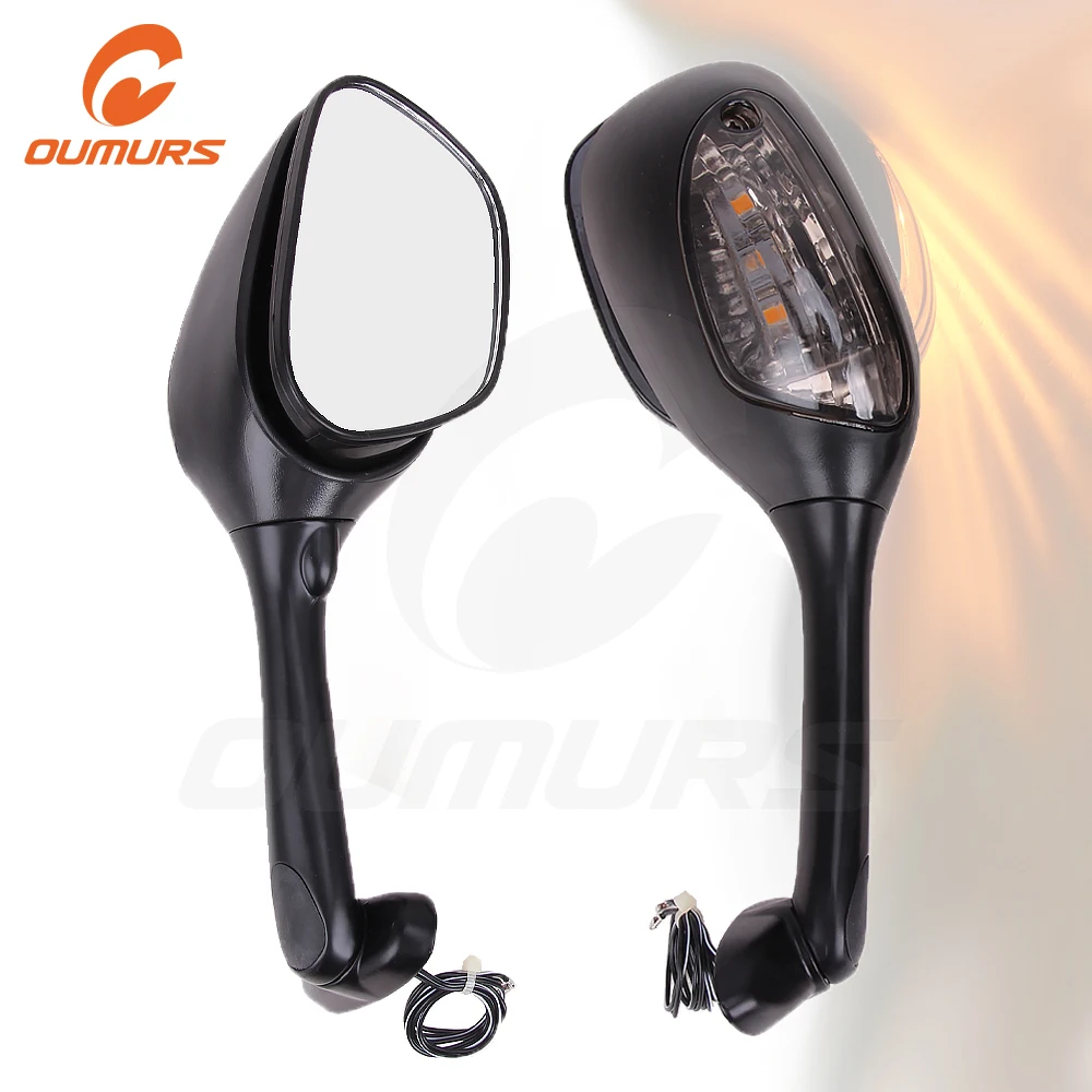Led Carbon Side Rear View Mirrors Turn Signal For Suzuki GSXR 600 750 06-15 12