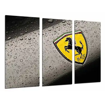 

Yellow Logo Ferrari Car Brand, photo print on wood, modern picture decorative 26838