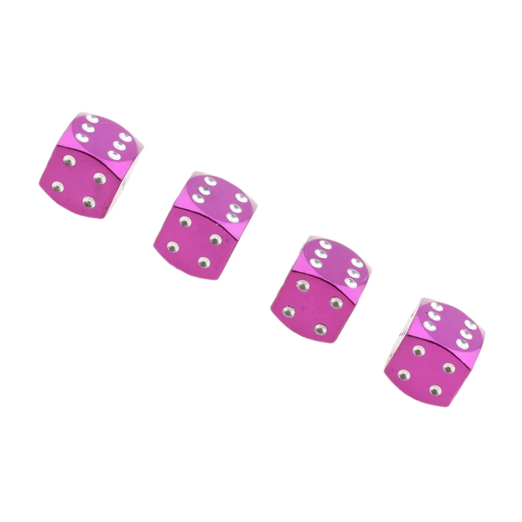 4Pcs Purple Dice Tire/Wheel Stem Air Valve Caps Covers Set Motorcycle ATV