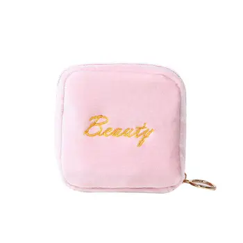 

Portable mini cosmetic bag beauty alphabet plush lipstick storage makeup bag travel