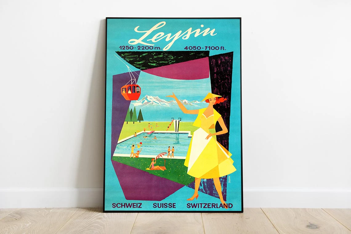 Leysin Швейцария Постер путешествий leysin картина путешествие для Настенный декор |