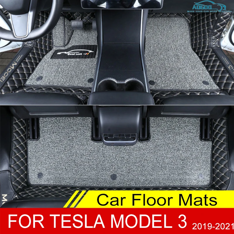 Автомобильные коврики для Tesla Model 3 2019 2020 2021 двухслойные под заказ автомобильные