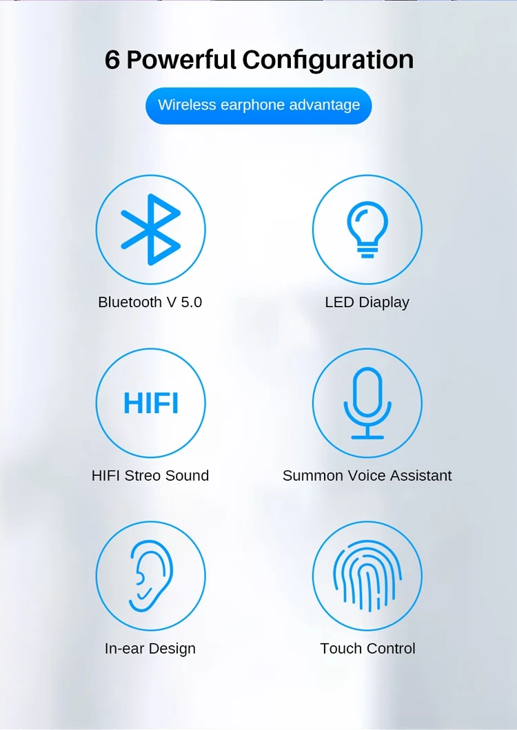 YBD цифровой дисплей TWS 5,0 Bluetooth наушники 3D стерео беспроводные наушники с сенсорным управлением гарнитура