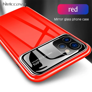 

50Pcs Luxury Mirror Glass PC Phone Case For iPhone 11 Pro XS Max XR X 8 Plus SE 2020 Anti-knock Full Protective Cover Fundas