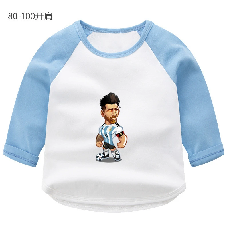 as picture MESSI 10 летнее платье с О-образным вырезом топы с принтом для мальчиков и девочек, цветные туфли с длинным рукавом с изображением мультипликационных персонажей для детей футболка для детей - Цвет: as picture