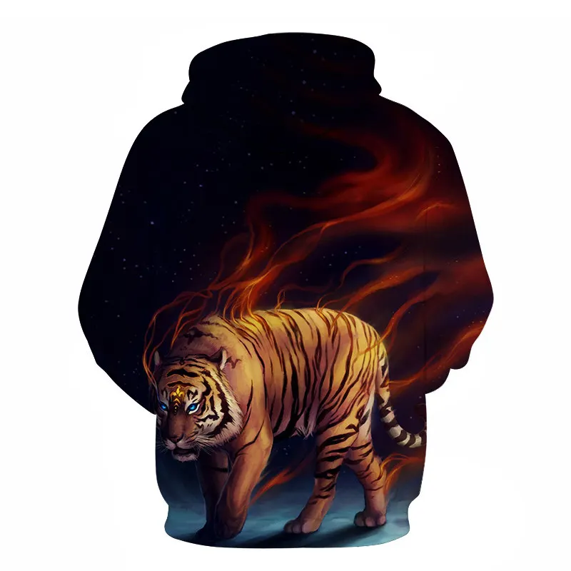 Горячая Распродажа брендовая 3D печать пламя Тигр мужская толстовка с капюшоном Мужские и женские толстовки плюс размер пуловер Новинка 6XL повседневные пальто с животными