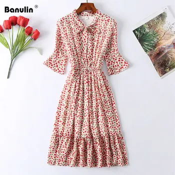 

Mori Girl Spring Summer Women Cute Dress Vintage Floral Chiffon Lace Up Casual Loose Vestidos Mujer Elegant Preppy Dress