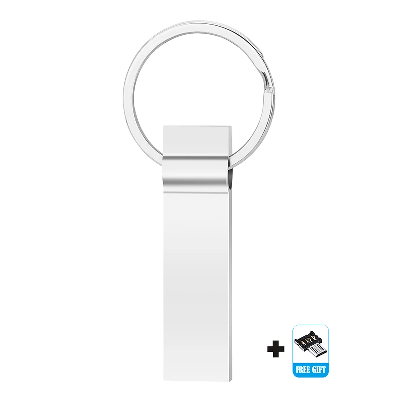 Silver-otg Usb флеш-накопитель 128 ГБ, металлическая ручка, 64 ГБ, 32 ГБ, 16 ГБ, водонепроницаемая флешка, 8 ГБ, карта памяти, брелок, карта памяти, флешки, диски 2,0 - Цвет: Silver-otg