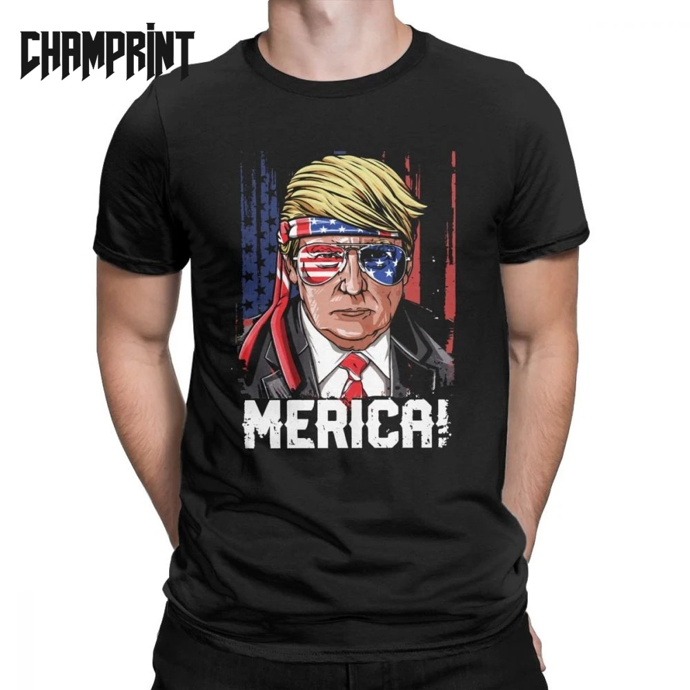 Мужские футболки 4 июля Trump Merica Murica топы из 100% хлопка с коротким рукавом и флагом