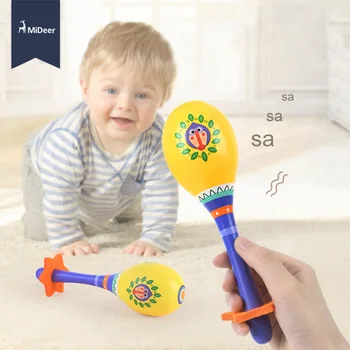 

MiDeer 1 PCS Wooden Maracas Handbell Early Educational Toys Instrument for Children Kids Shake Sand Hammer Rattle Christmas Gift