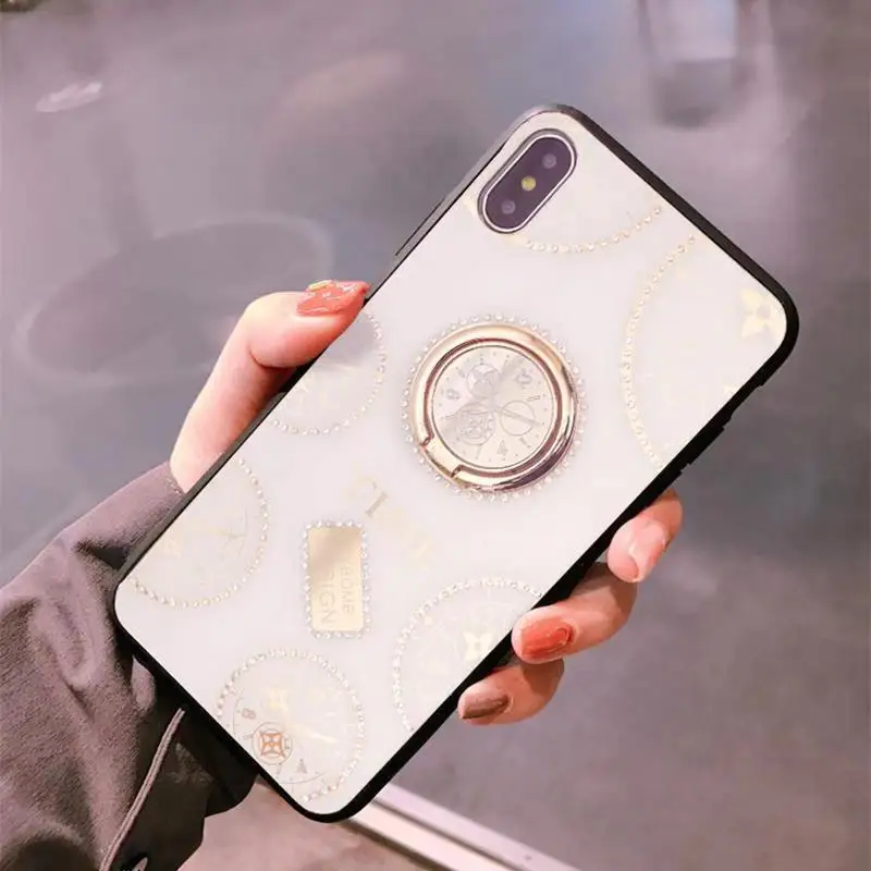 Подходит для iphone 11pro/xr мобильный телефон чехол автомобильное магнитное крепление кольцо кронштейн для iphone 6/7/8, позолоченный браслет - Цвет: Черный