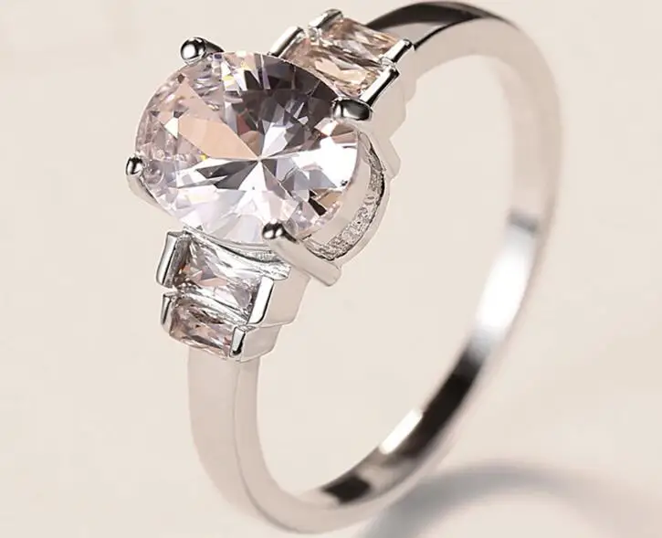 YGU06 925 Silver Primary Zircon Wedding Girl Ring Birthday Party Gift