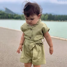 Одежда для маленьких девочек, платье с бантом на поясе комбинезон, комбинезон, боди, повязка на голову 2 шт. Одежда для девочек, комплект