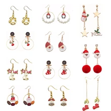 Рождественские серьги для женщин, милые очаровательные длинные серьги для девочек, парные рождественские женские ювелирные изделия, Короткие серьги, парные рождественские подарки