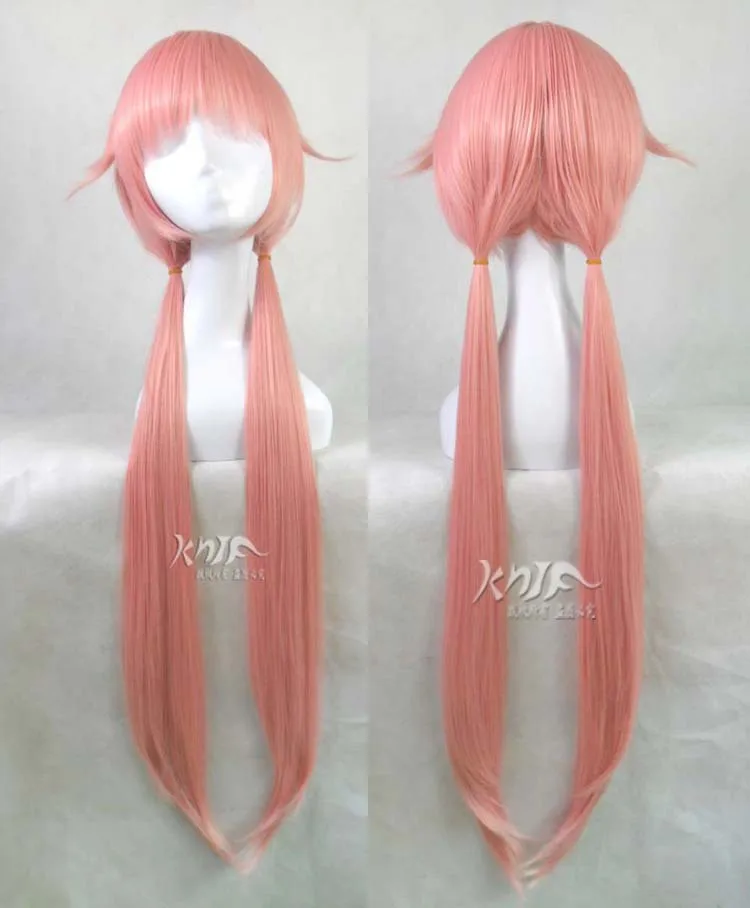 Высокое качество Новые шляпы парики аниме дым розовый Cos парик Mirai Nikki красные для