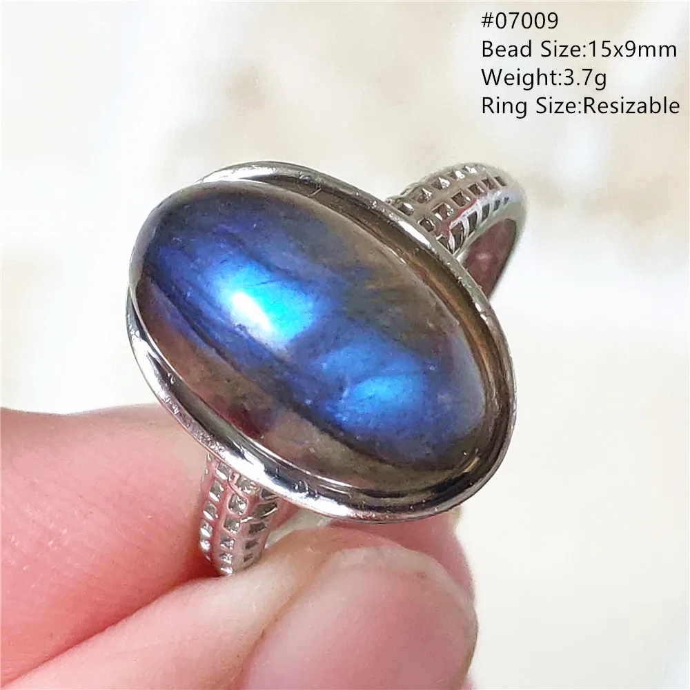 name necklace Genuine Natural Labradorite Blue Light Adjustable Ring 925 Sterling Silver Labradorite Oval Resizable Ring Jewelry AAAAAA gold necklace design