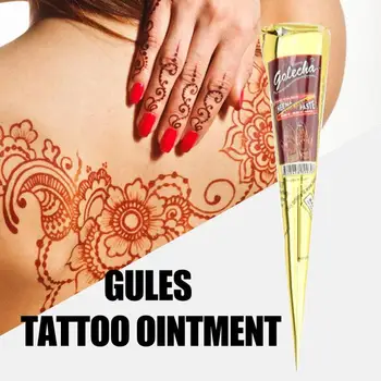 

1pc Dark Red Herbal Henna Temporary Tattoo Cream Cone Art Tattoo Cream Wedding Henna Indian Body Diy For Stencil Women Pain