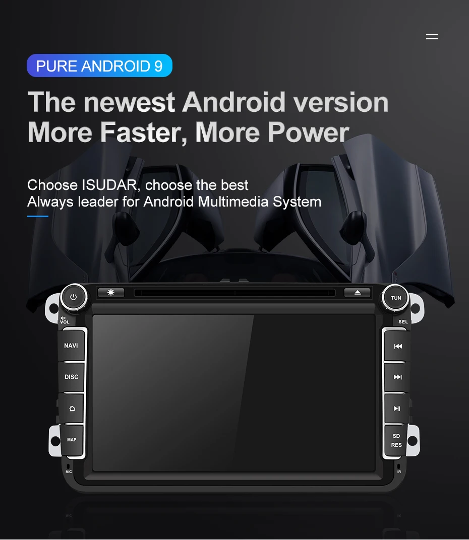 Isudar автомобильный мультимедийный плеер gps Android 9 2 Din для VW/Volkswagen/POLO/PASSAT/Golf радиокамера 8 Core rom 64 игровой ноутбук DSP