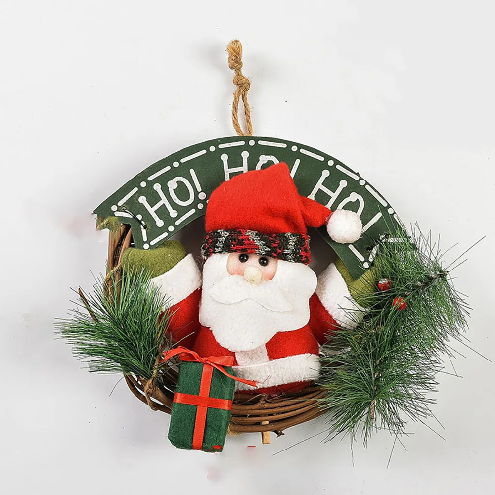 

Easy Apply Door Party Pendant Rattan Gifts Home Artificial Christmas Wreath Round Mini Multipurpose Hanging Doll Decorative