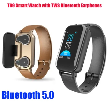 

T89 Smart Watch with Bluetooth Earphone Health Fitness Bracelet Heart Rate Monitor Smart Wristband Sport Smart Watch Women Men
