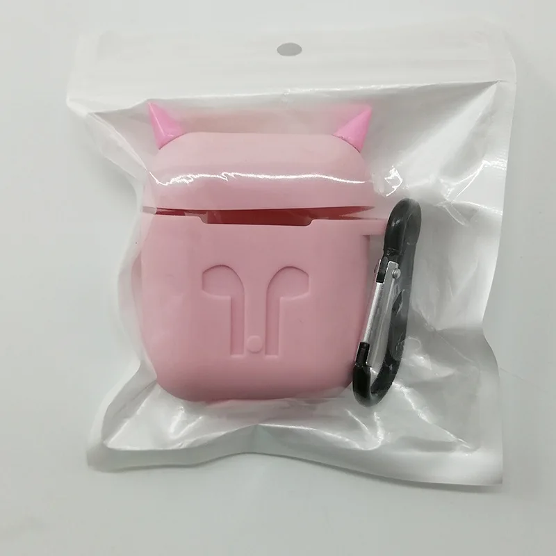 PINK 1 шт., мягкий силиконовый чехол devil, наушники для Airpods, Bluetooth, беспроводные наушники, защитный чехол для ушной раковины - Цвет: PINK