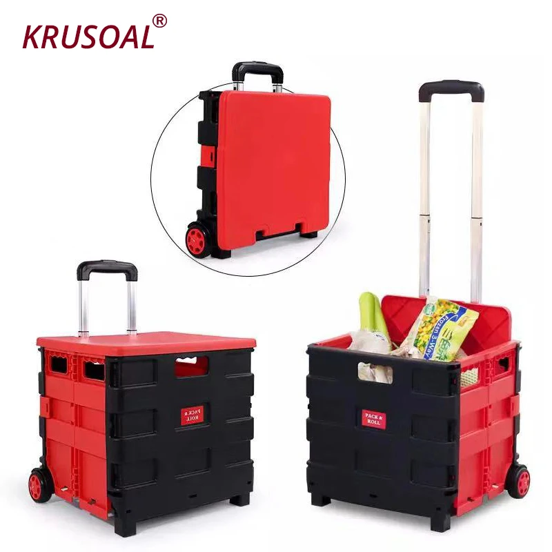 

Folding Portable Cart Storage Box Collapsible Handcart Portable Travel Food Container Large Capacity Collapsible Organizer