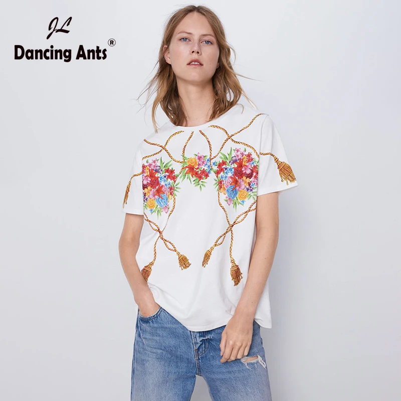 

Plus-Size 2XL-6XL T-shirts 2020 Summer Fashion Floral-Printed O-neck Short Sleeve Female Cotton Tees Loose Casual Woman Tops