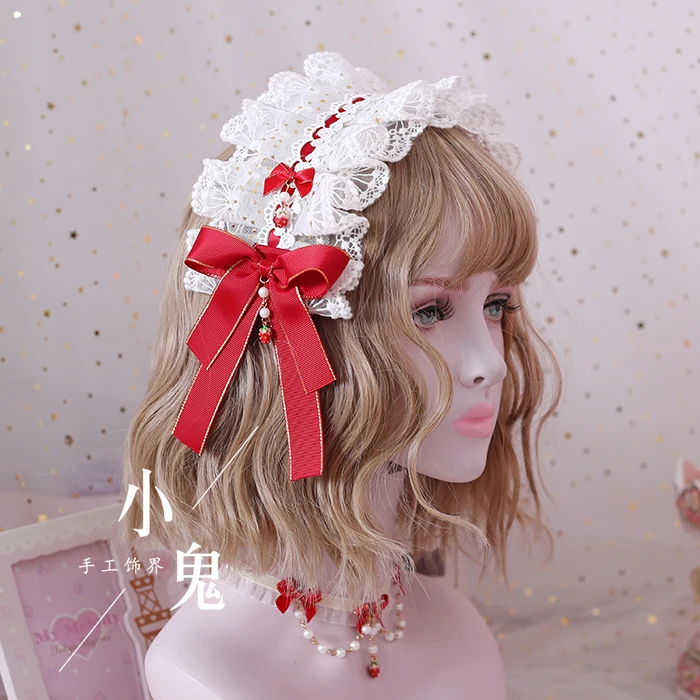 Headband Ручная работа Лолита клубника производная маленькая полоска для волос kc ожерелье браслет клубника боковой зажим, аксессуар для волос - Цвет: Headband