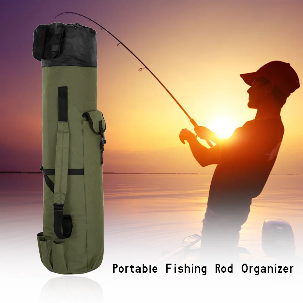 

Dark Green Fishing Rod Organizer Portable Folding Fishing Rod Carrier Fish Pole Tools Storage Bag Case Fishing Gear Organizer