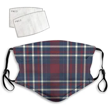 

Adult Mouth Cover Lattice Print Cotton Breathable Washable and Reusable Multi-Purpose Face Cover With 2 PCS Filters Mascarar