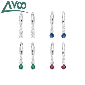 

AYOO high quality 1: 1 2020 SWA new temperament simple wild crystal triple earrings birthday gift beautiful girlfriend